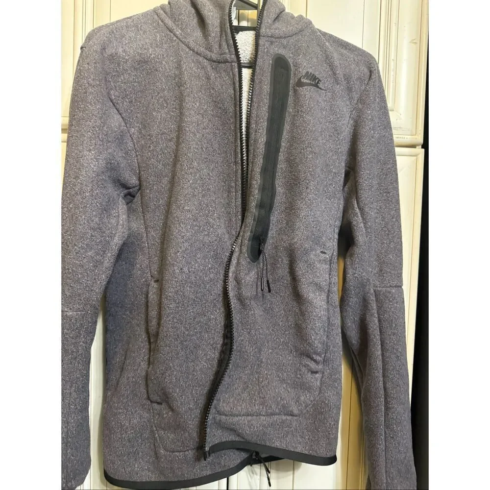 Nike Youth Fleece Sportswear Tech Fleec Full Zip Winterized Hoodie Gray Size XS